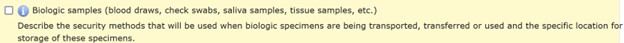 Screenshot of HawkIRB section X.4 asking about how samples will be collected and stored
