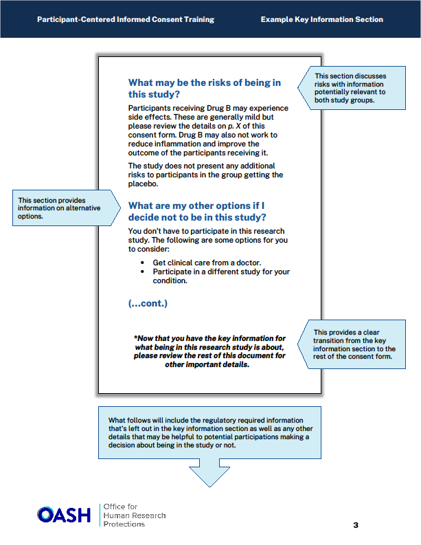 OASH Exaple of part of key information section image 3