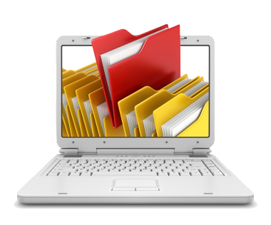 Image shows file folders in a computer screen to illustrate data management
