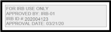 Complete IRB approval stamp example